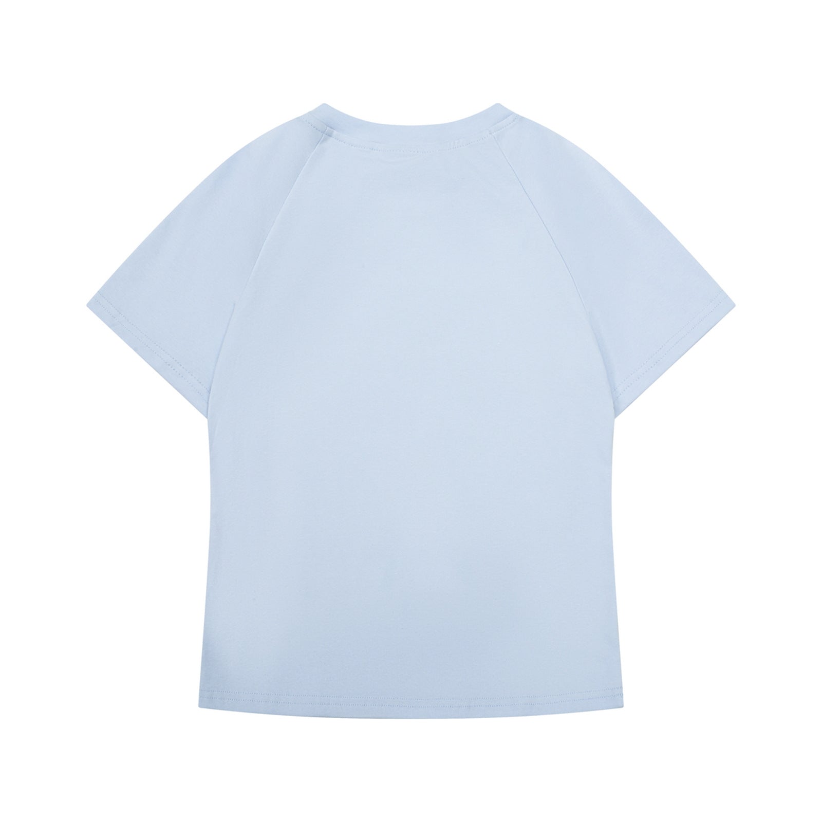 Blue women's round neck short sleeve T-shirt back view – Y2K streetwear style | TeenStylo