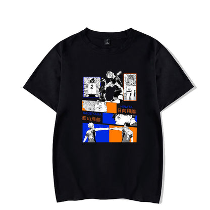 Back view of black Haikyuu printed unisex streetwear t-shirt with short sleeves | TeenStylo