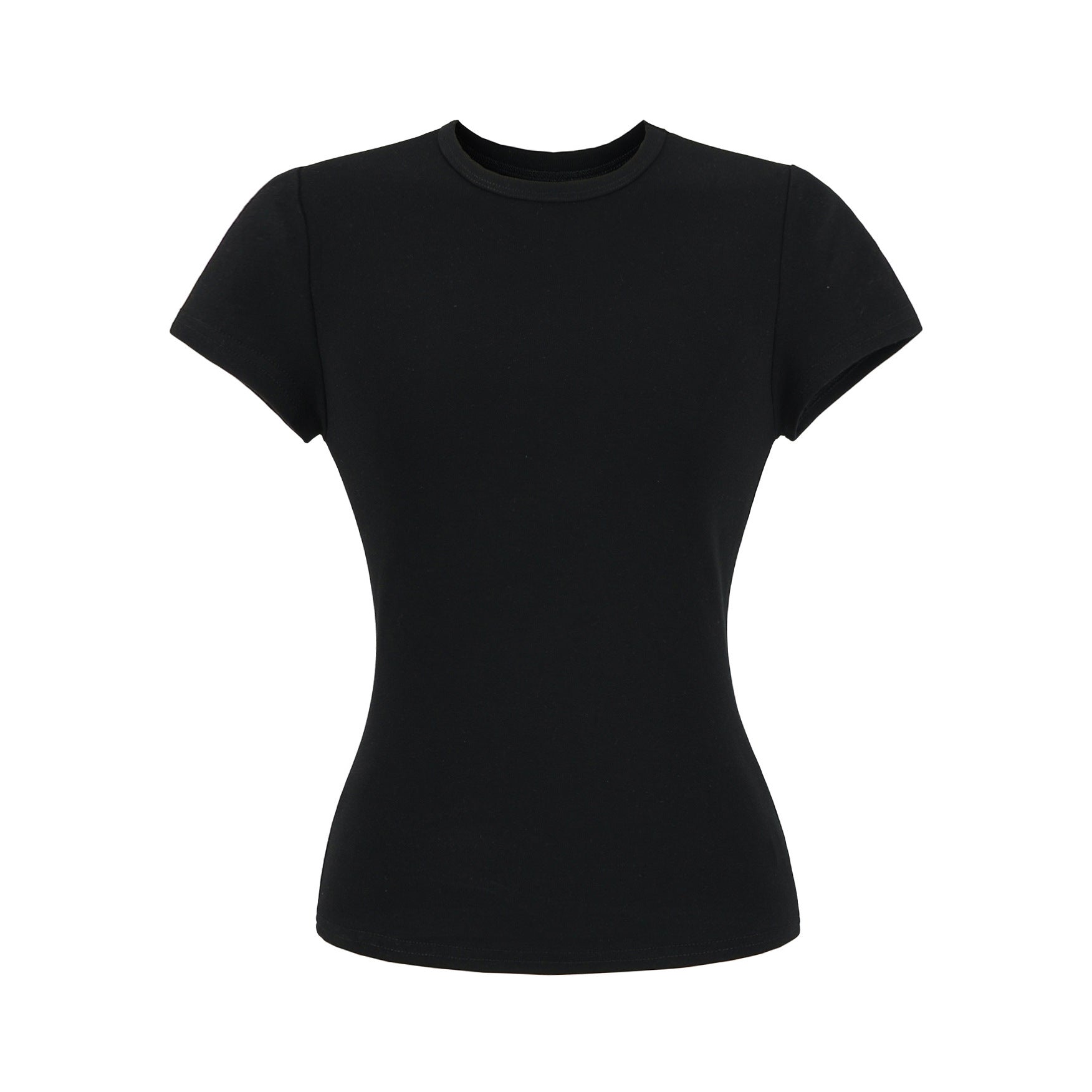 Black unisex round neck short sleeve T-shirt women lifestyle shot TeenStylo