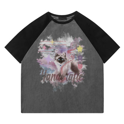 Gray unisex half sleeve suede loose summer t-shirt lifestyle shot TeenStylo