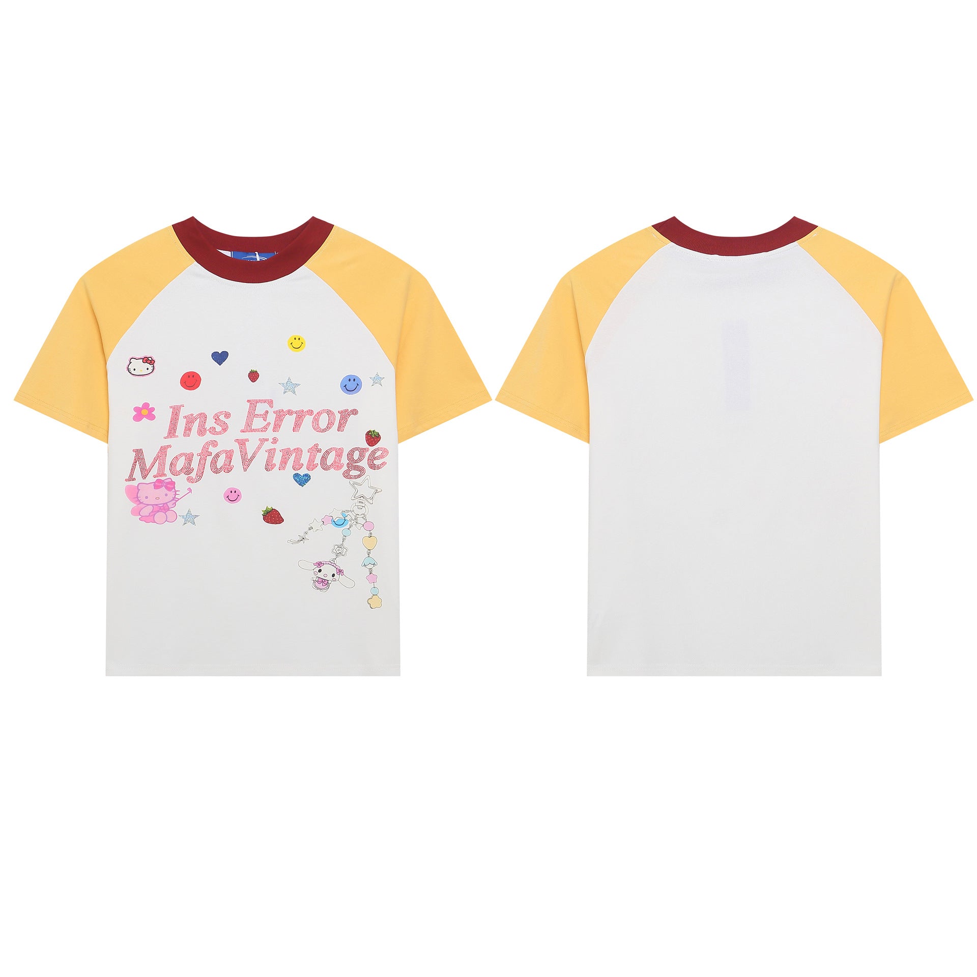White women's slimming short sleeve T-shirt lifestyle look – Y2K streetwear style at TeenStylo