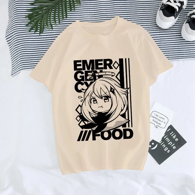 Unisex Genshin Impact Hu Tao Xiao Kawaii Graphic Tee lifestyle shot in multicolor style at TeenStylo