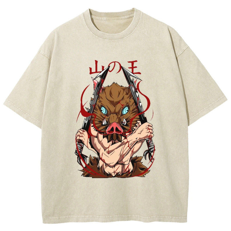 Brown unisex anime mouth graphic printed cotton t-shirt lifestyle shot TeenStylo