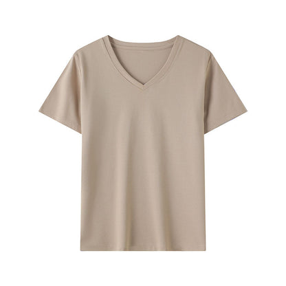 Oatmeal V-neck short sleeve t-shirt unisex casual streetwear lifestyle look TeenStylo