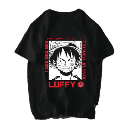 White One Piece Pirate King Luffy Fourth Gear printed unisex streetwear tee lifestyle shot at TeenStylo