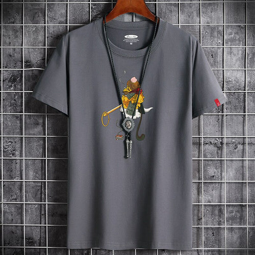 White anime graphic t-shirt for men streetwear summer fashion front view TeenStylo