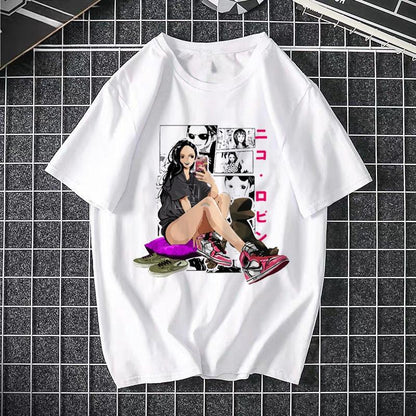 ONE PIECE Luffy Fourth Gear white unisex printed streetwear tee lifestyle shot TeenStylo