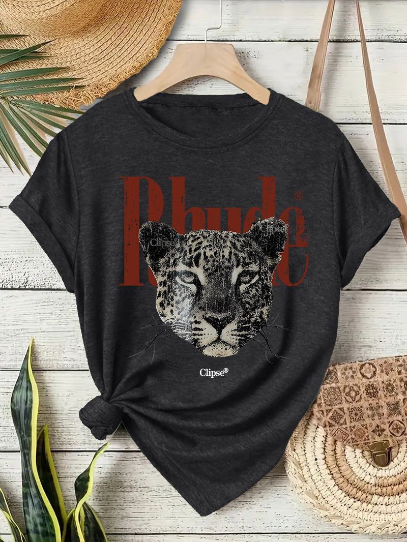 Unisex Rhude text short sleeve T-shirt in Flower Black print lifestyle shot – TeenStylo