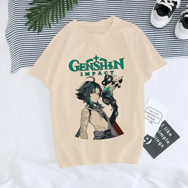 Genshin Impact Hu Tao Xiao Kawaii graphic tee unisex streetwear style colorway 30182 TeenStylo