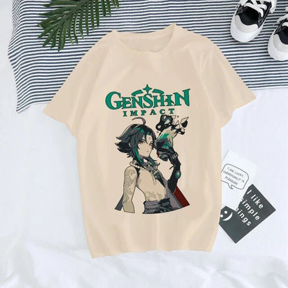 Genshin Impact Hu Tao Xiao Kawaii graphic tee unisex streetwear style colorway 30182 TeenStylo
