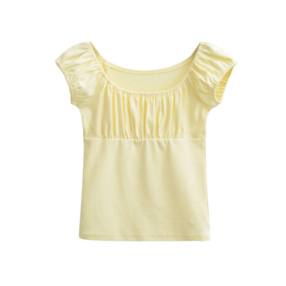 Light gray slim fit women's T-shirt styled in a casual streetwear lifestyle look | TeenStylo
