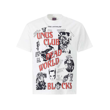 White unisex anime graphic short sleeve t-shirt streetwear Harajuku style casual tee TeenStylo