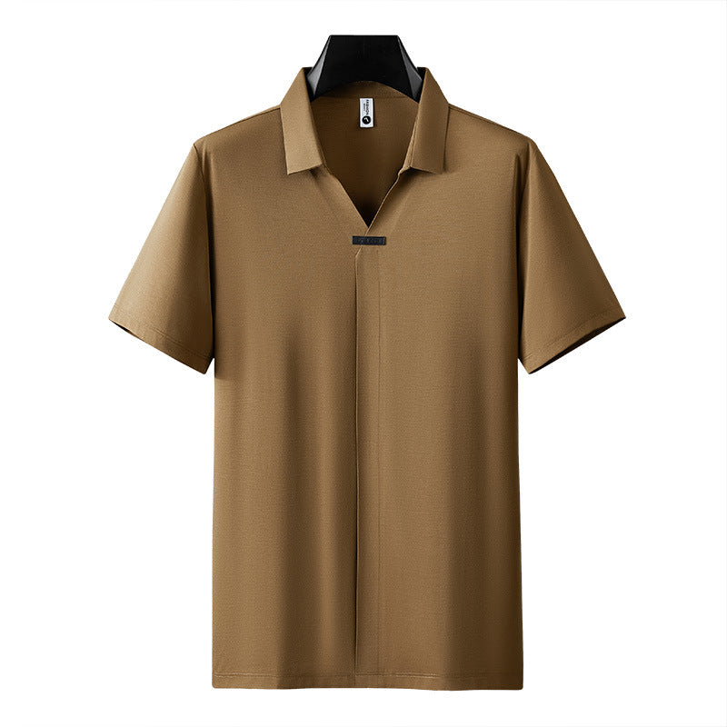 White short sleeve polo shirt for men, classic front view streetwear style - TeenStylo