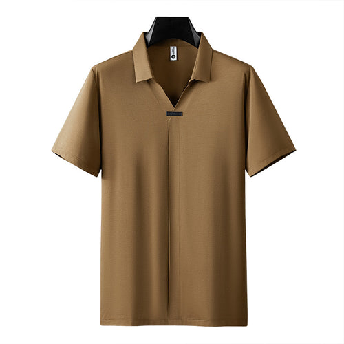 White short sleeve polo shirt for men, classic front view streetwear style - TeenStylo