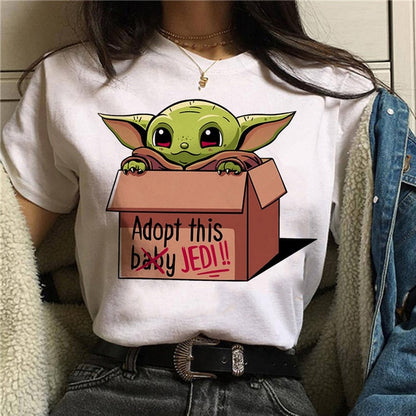 Unisex Baby Yoda Mandalorian Harajuku Star Wars T-Shirt in colour 3100 lifestyle view TeenStylo