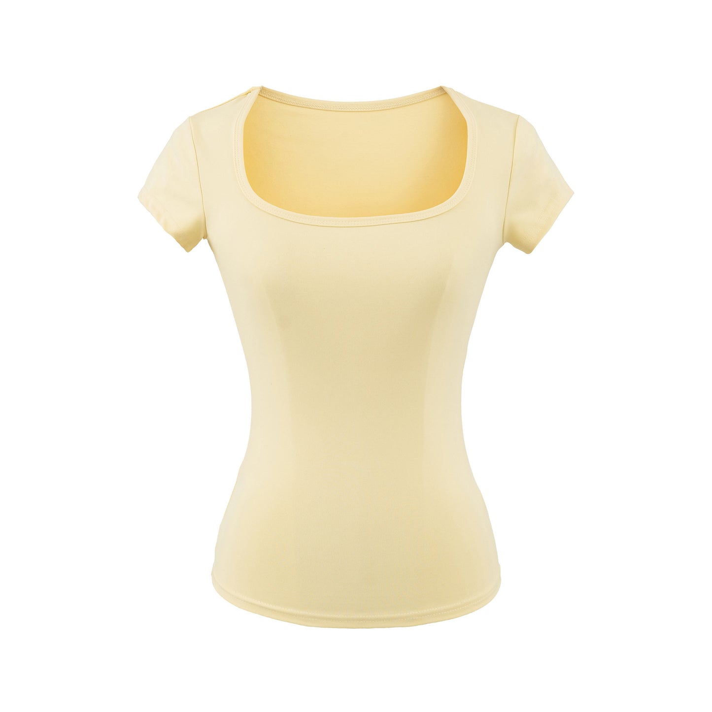 Yellow square neck slim fit T-shirt women lifestyle look TeenStylo