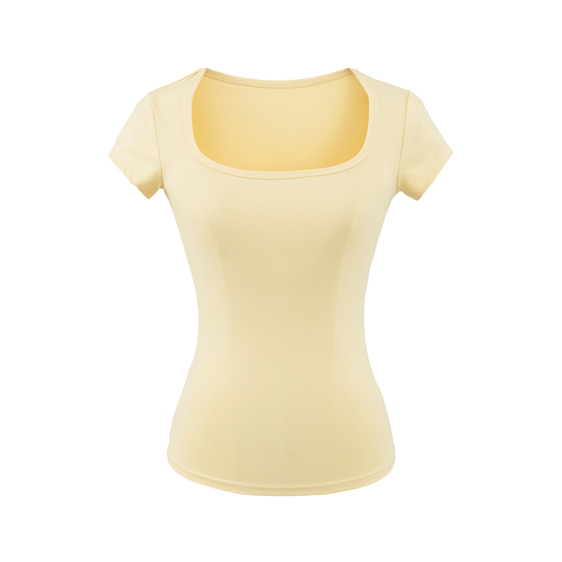Yellow square neck slim fit T-shirt women lifestyle look TeenStylo