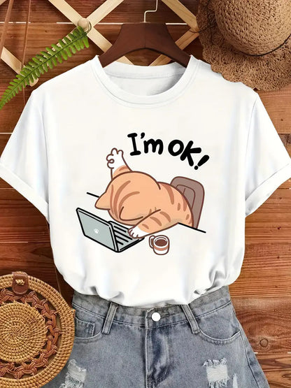 Women's B2 printed short sleeve t-shirt front view, Y2K streetwear style – TeenStylo