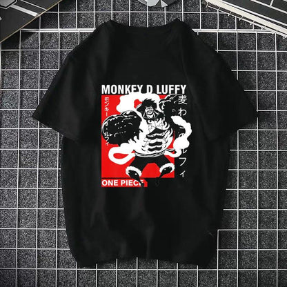 ONE PIECE Luffy Fourth Gear black unisex printed streetwear lifestyle tee TeenStylo
