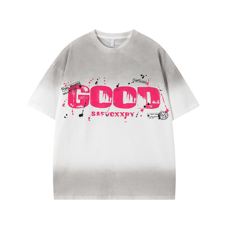 White unisex loose fit short sleeve t-shirt lifestyle shot, Y2K streetwear style - TeenStylo