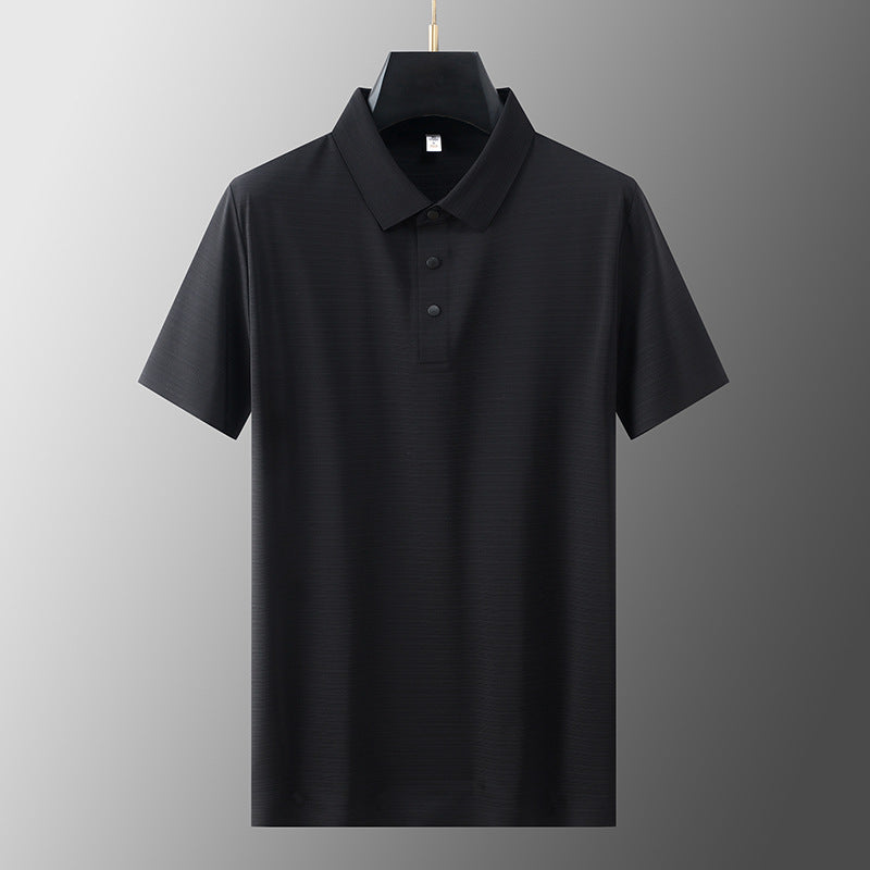 Black short sleeve polo shirt for men, streetwear style lifestyle shot - TeenStylo
