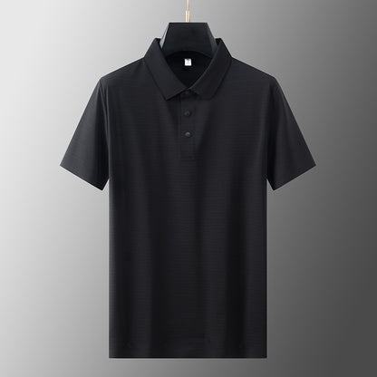 Black short sleeve polo shirt for men, streetwear style lifestyle shot - TeenStylo