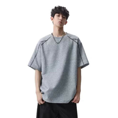 Black men's loose short sleeve street style T-shirt lifestyle look – TeenStylo