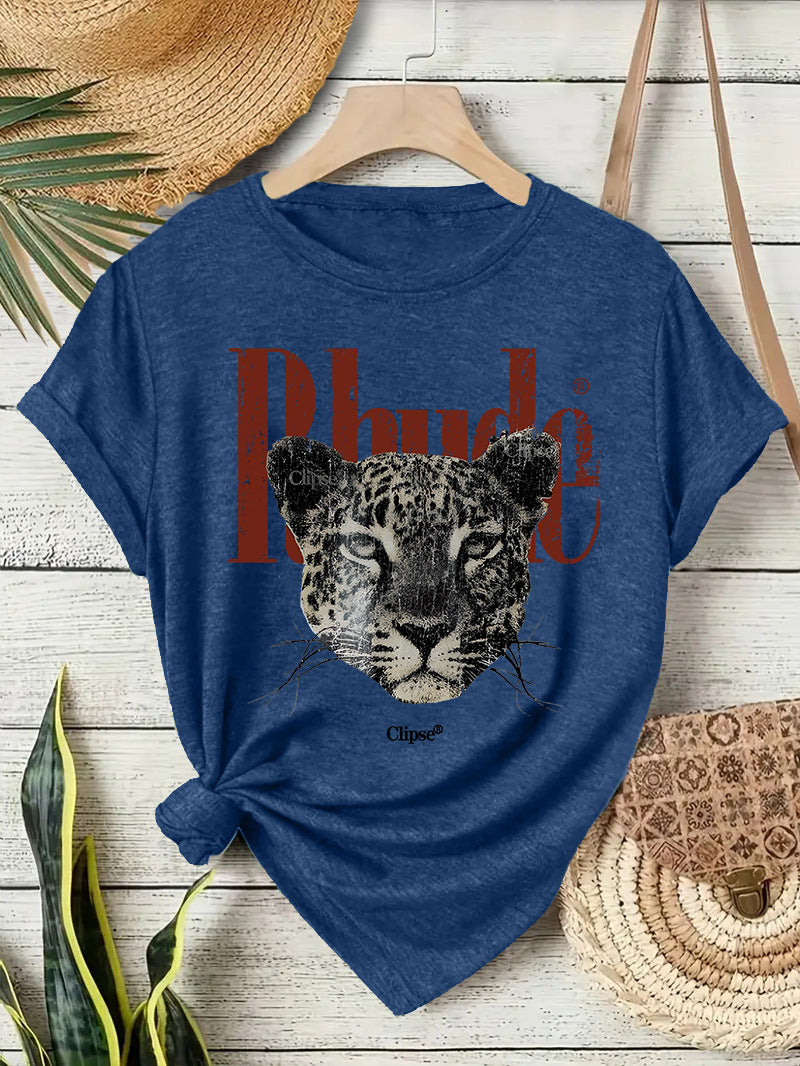Royal Blue Rhude Text Short Sleeve Unisex T-Shirt lifestyle shot TeenStylo