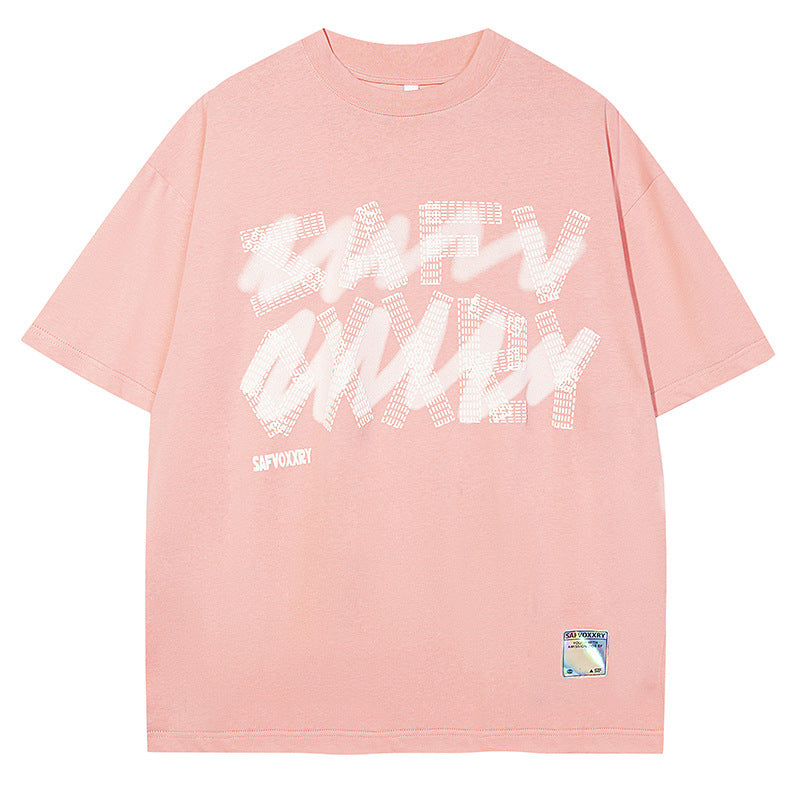 Pink oversized unisex streetwear couple tee short sleeve lifestyle shot TeenStylo