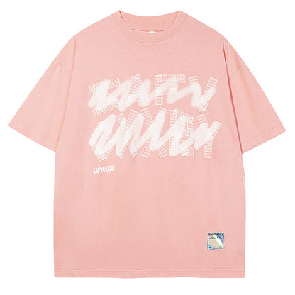 Pink oversized unisex streetwear couple tee short sleeve lifestyle shot TeenStylo