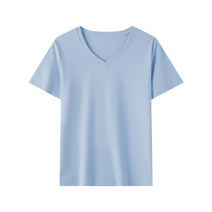 Ice Lake Blue women's V-neck short sleeve t-shirt unisex lifestyle fashion TeenStylo