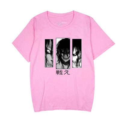 Yellow Attack on Titan graphic print unisex anime T-shirt streetwear style TeenStylo