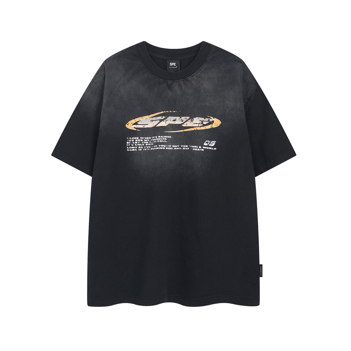 Black unisex streetwear letter print crew neck short sleeve top lifestyle shot – TeenStylo