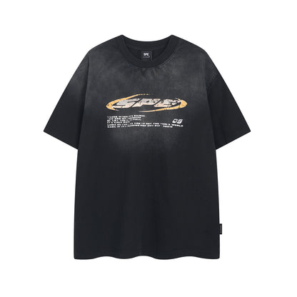 Black unisex streetwear letter print crew neck short sleeve top lifestyle shot – TeenStylo
