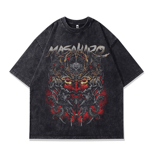 Men's pure cotton Japanese streetwear small collar T-shirt in X708 colour, front view – TeenStylo