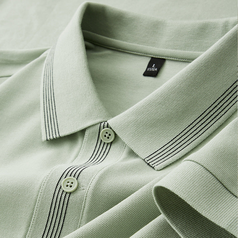 Men's light grey blue short sleeve polo shirt lifestyle style at TeenStylo