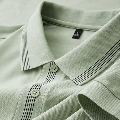 Men's light grey blue short sleeve polo shirt lifestyle style at TeenStylo