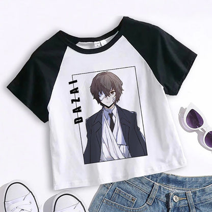Unisex white anime Bungou Stray Dogs Chuuya crop top cartoon tee lifestyle shot TeenStylo