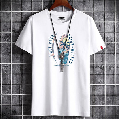 White men's anime goth graphic T-shirt summer streetwear fashion lifestyle look - TeenStylo