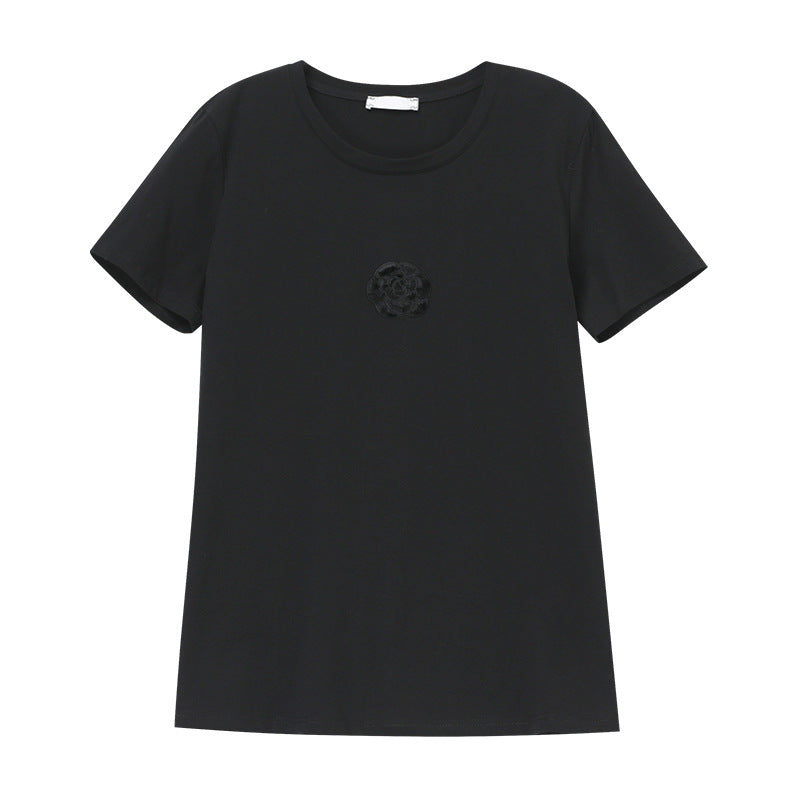 Black round neck short sleeve unisex t-shirt front view – Y2K streetwear essential | TeenStylo