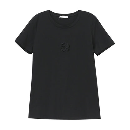 Black round neck short sleeve unisex t-shirt front view – Y2K streetwear essential | TeenStylo