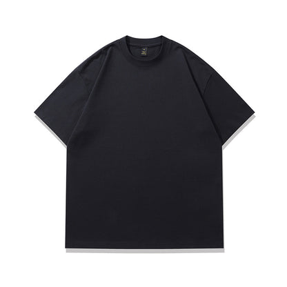 Men's black cartoon print couple loose short sleeve tee lifestyle shot TeenStylo