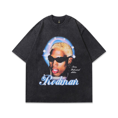 Male streetwear star player print short sleeve t-shirt lifestyle shot in style 618 TeenStylo
