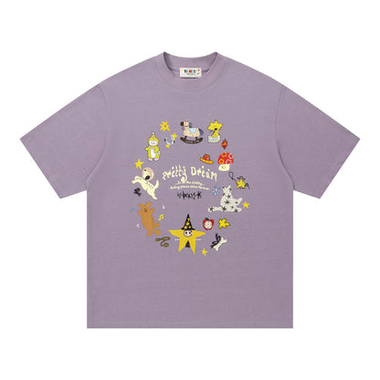 Star Blue printed short sleeve T-shirt for men lifestyle shot - Y2K streetwear style at TeenStylo