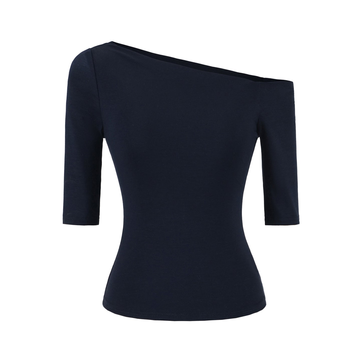 Navy blue slant neck slim fit T-shirt unisex streetwear lifestyle style at TeenStylo