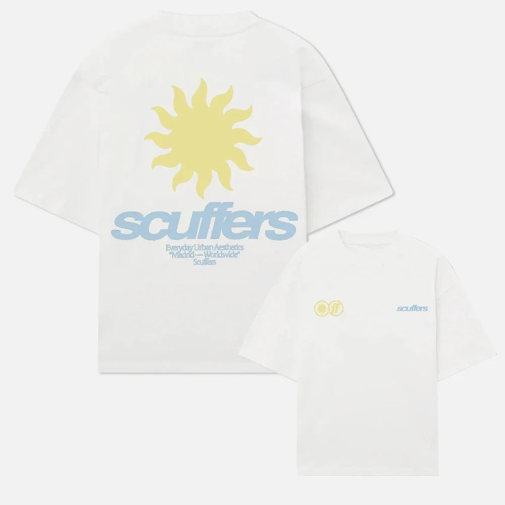 Unisex graphic printed scuffer tee lifestyle shot in color 3 streetwear style Y2K fashion TeenStylo