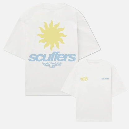 Unisex graphic printed scuffer tee lifestyle shot in color 3 streetwear style Y2K fashion TeenStylo