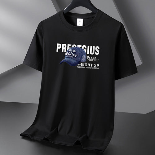 White men's short sleeve cotton crewneck t-shirt front view - TeenStylo