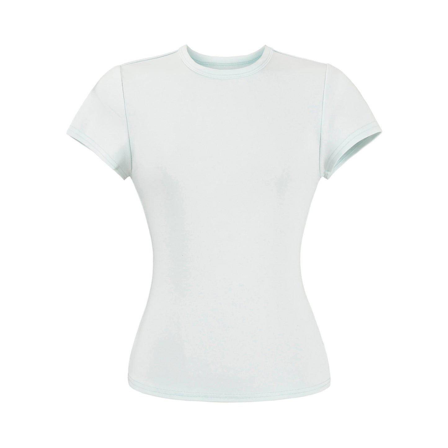 Women's navy stripe round neck short sleeve T-shirt front view | TeenStylo