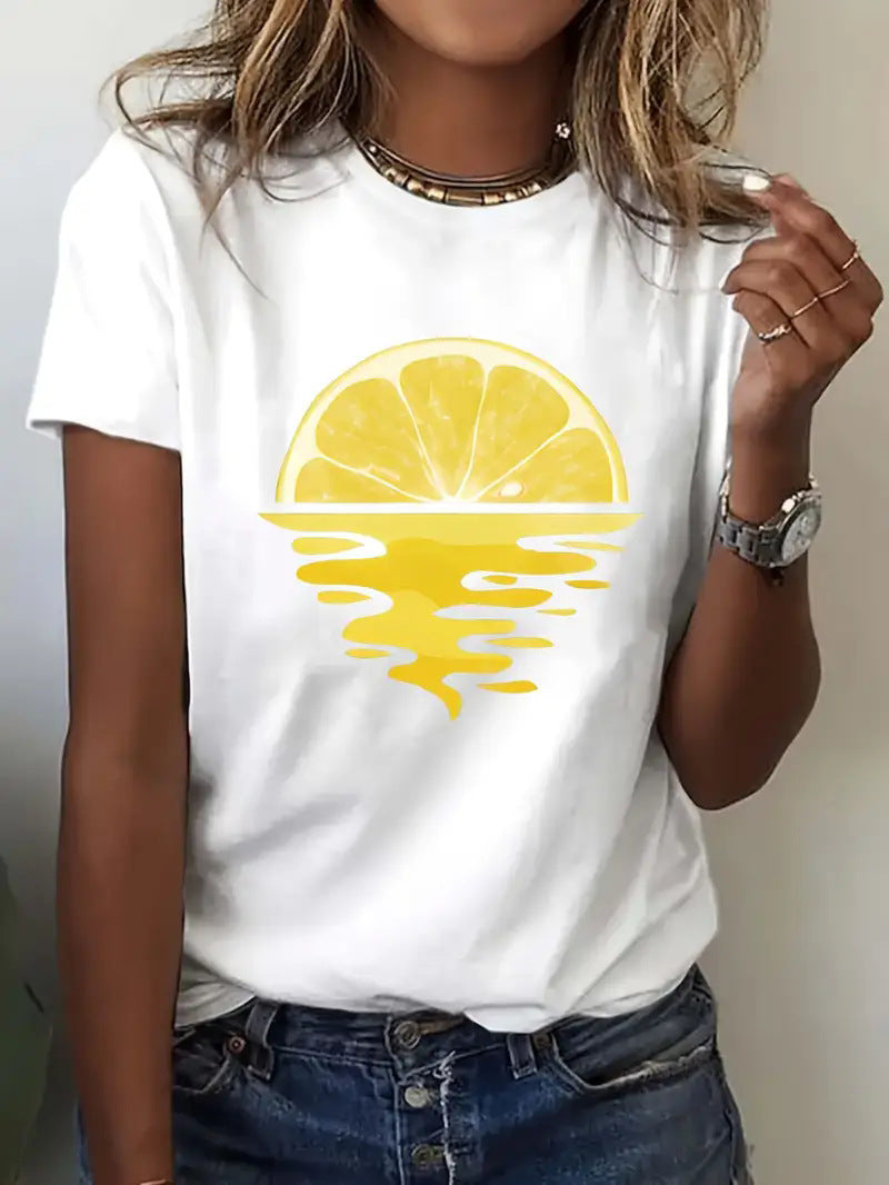 Unisex printed short sleeve T-shirt in B7 color, Y2K streetwear style lifestyle shot - TeenStylo